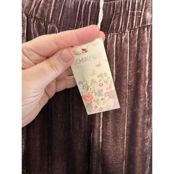 Johnny Was Luciana Coffee Bean Velvet Embroidered Wide Leg Pants NWT XL Boho Y2K - Picture 8 of 13